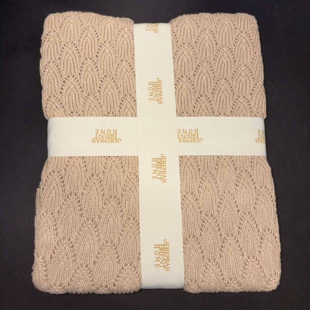 Sand Jeremiah Brent Home 100% Cotton Knitted Pointelle Scallop 50in x 60in 20805